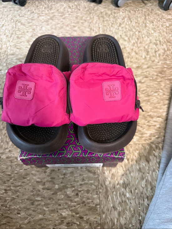Tory Burch Shoes - Tory Burch Magenta Pocket Sport Slide Sandals EUC